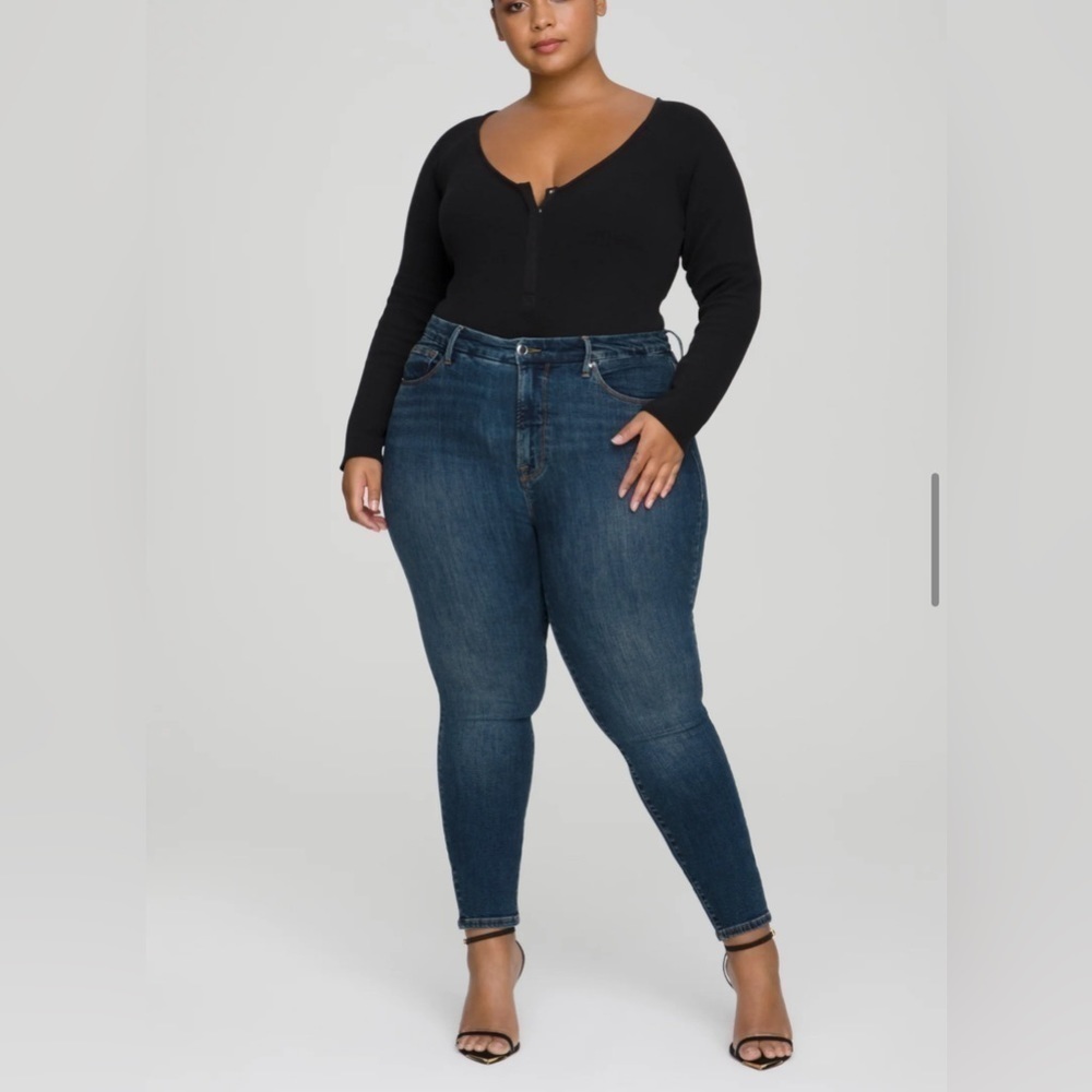 GOOD AMERICAN ORGANIC COTTON ELASTINE HIGH WAIST JEANS 14/32 STYLE GLDV873T